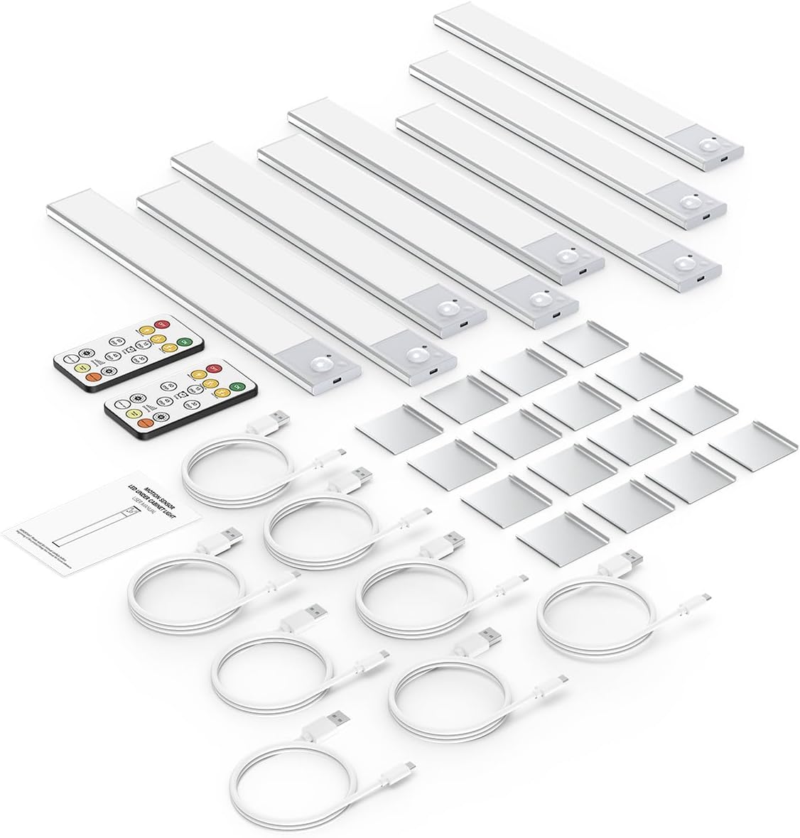12" Wireless Ultra-Thin Under Cabinet Lighting - Rechargeable Motion Sensor Kitchen Lights, 3 Color Temps, Magnetic Aluminum Alloy (4 Pack, Silver)