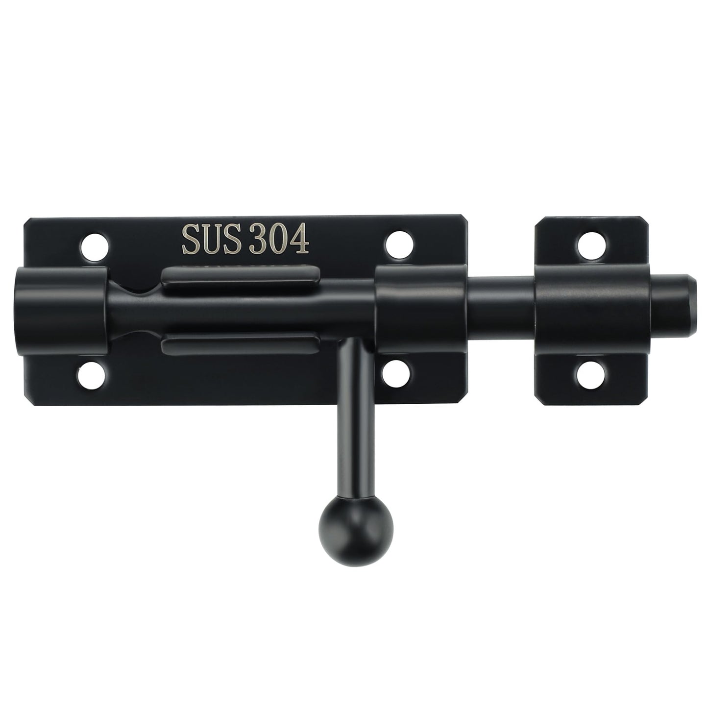 Alise 4 Inch SUS304 Stainless Steel Gate Latch, Slide Bolt Latch,Thickened Heavy Door Latch Lock, Black Barrel Bolt Latch, Security Slide Latch Lock MCX7004-B