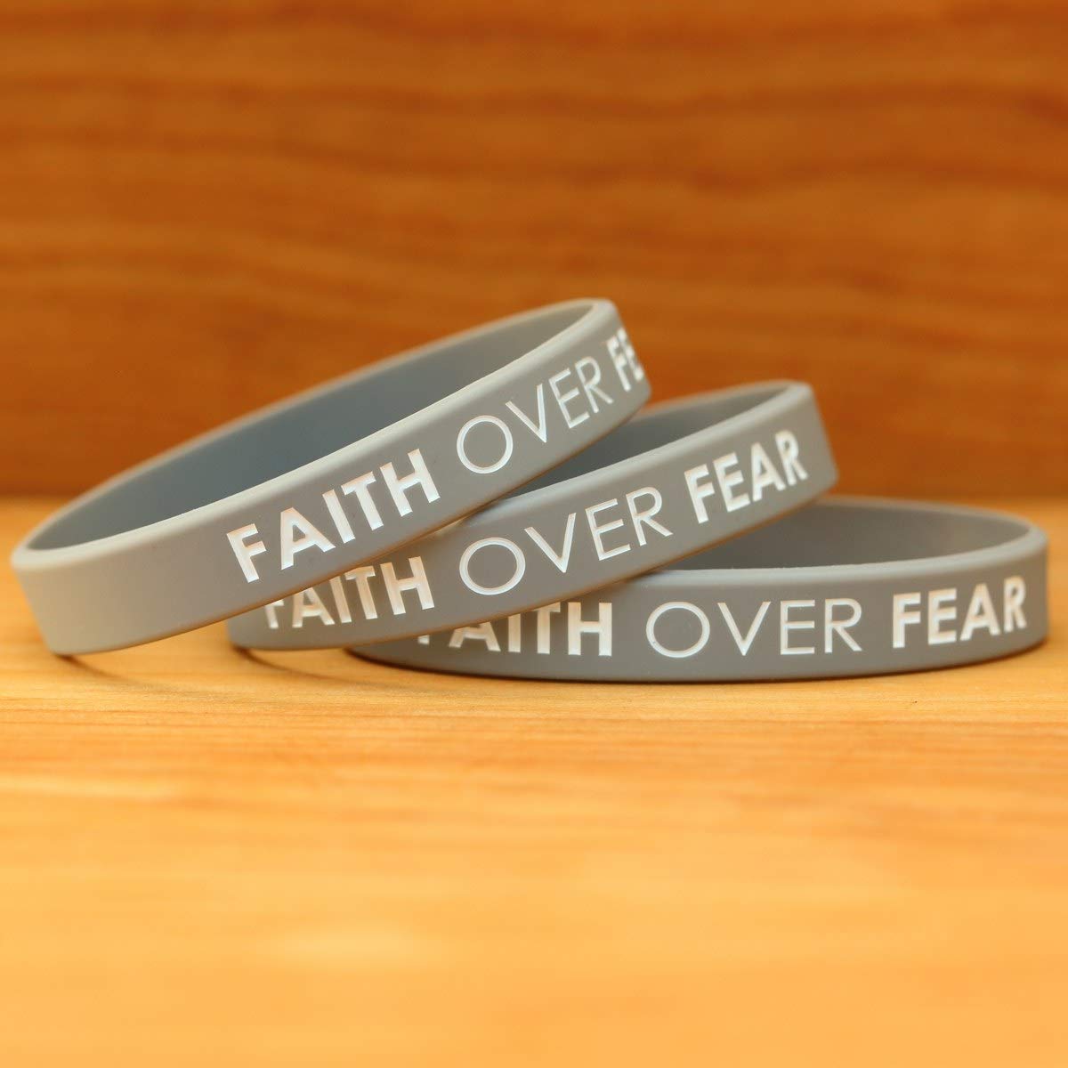 SayitBands 5 Faith Over Fear Inspirational Silicone Wristband Bracelets