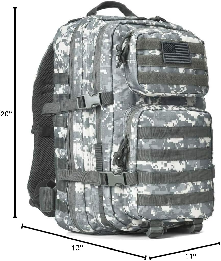 REEBOW GEAR Military Tactical Backpack - Large 3-Day Assault Pack | Molle Design in ACU Camo