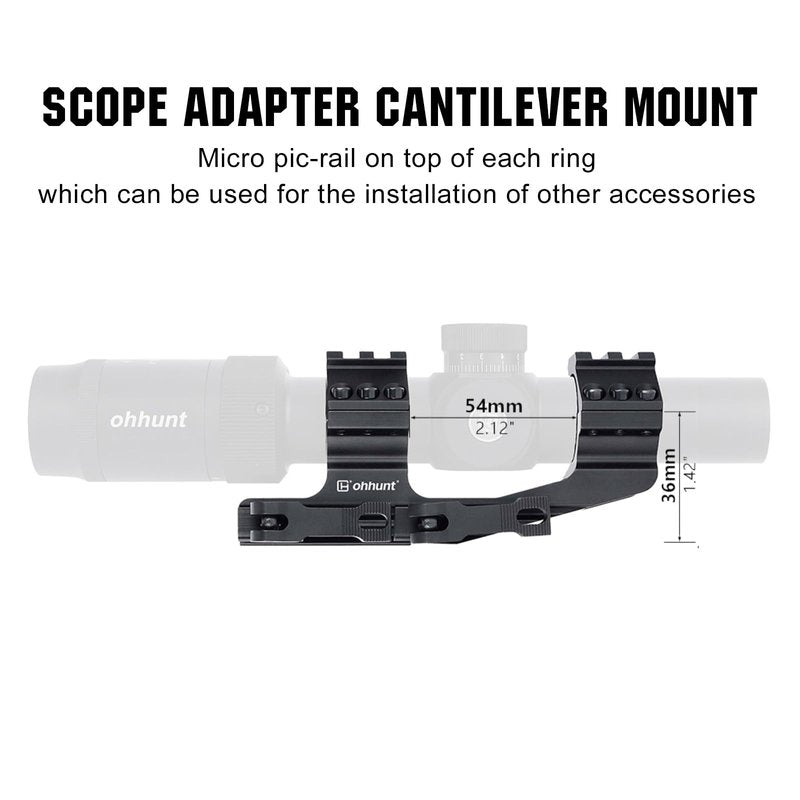 ohhunt Scope Mount 30mm 1 inch QD Quick Release Picatinny Scope Mounts 1.42 inch Center High Black
