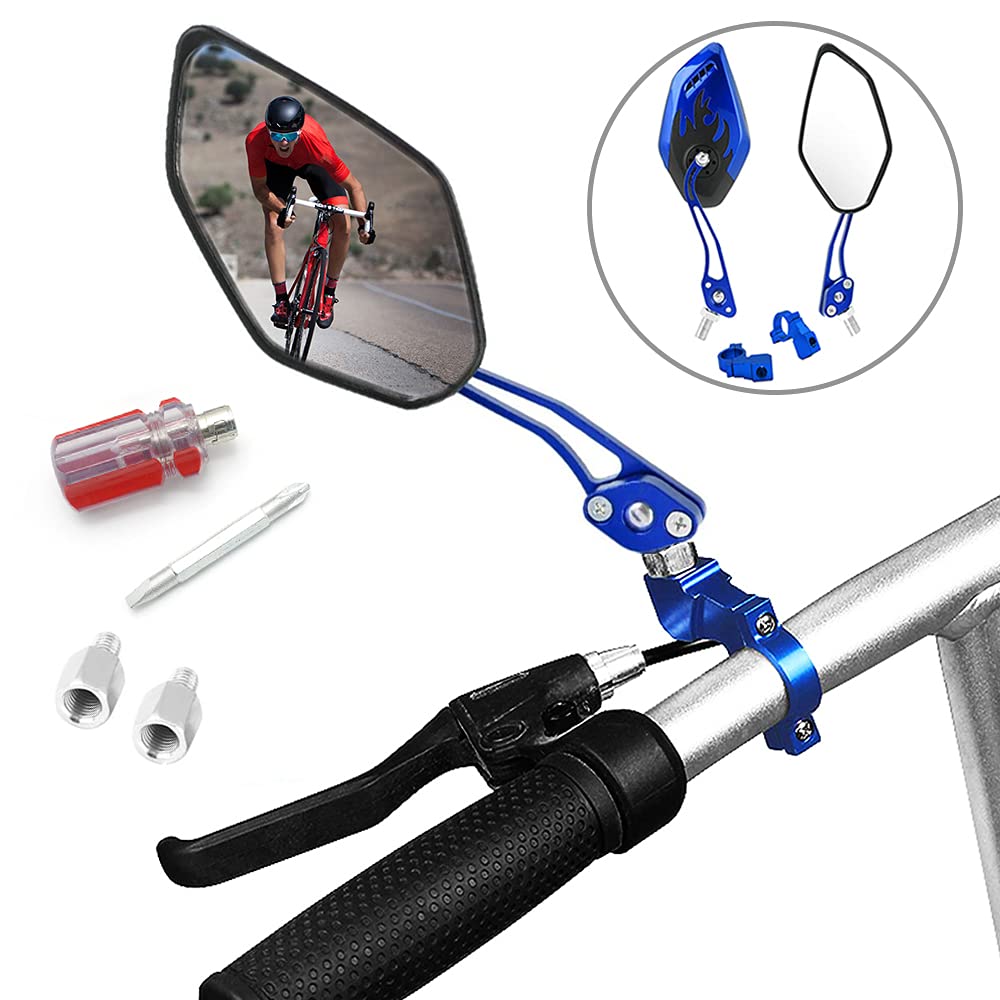 Nakazawa Bicycle Mirrors for Handlebars, Adjustable Rearview Mirror for Motorcycle, Electric Bike, Blue