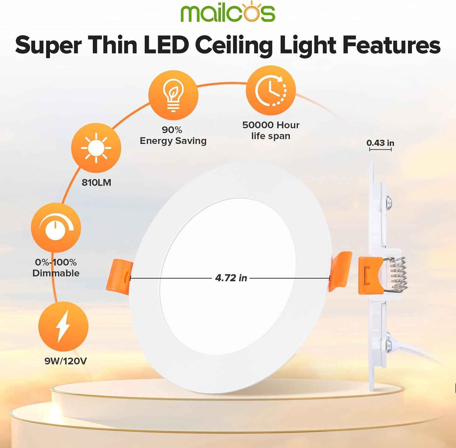 Ultra-Thin 12 Pack 6-Inch Dimmable LED Recessed Lighting - 5CCT Selectable, 1050LM, ETL