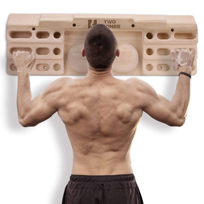 Two Stones Wooden Hangboard Rock Climbing Pull Up Bar Designed Training for Climbing, Wooden Fingerboard Climbing Training Board for Building Core Strength and Endurance (CJ-HB2003)