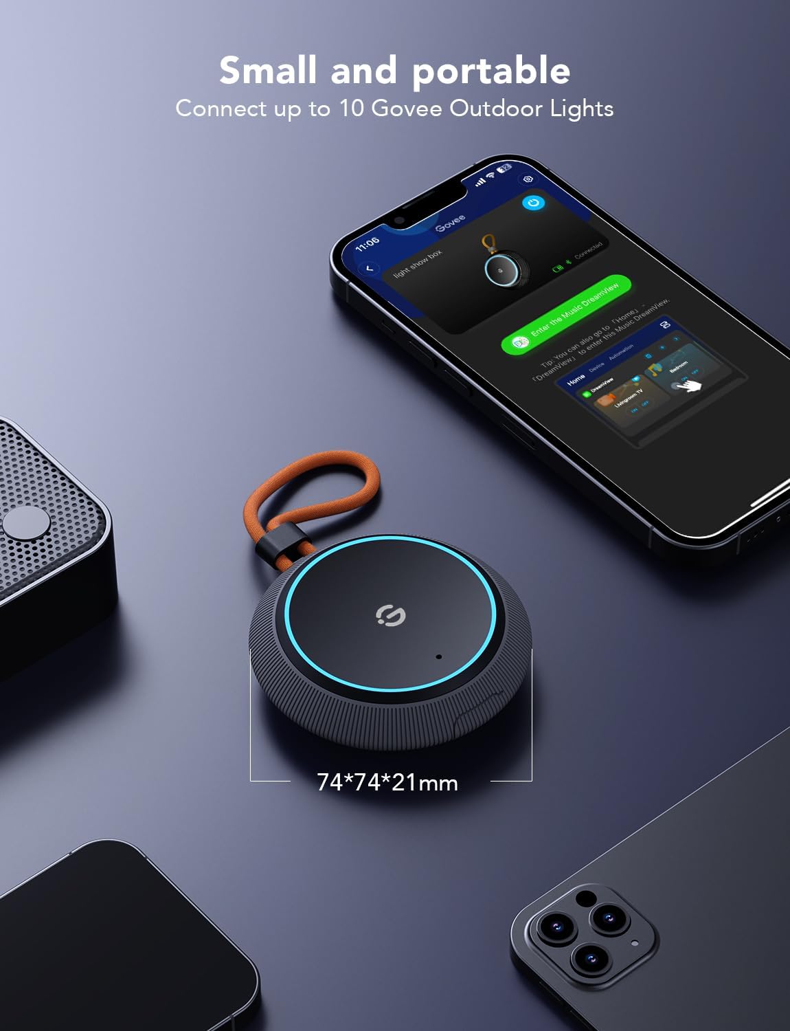 Govee Outdoor Light Show Box - Bluetooth Music & Scene Modes, IP65 Waterproof, Battery Powered