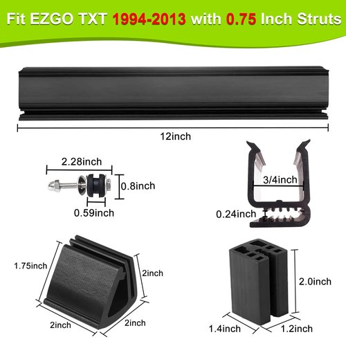 Golf Cart Windshield Clips Retaining Sash Kit for EZGO TXT DCS PDS 1994-2013, Fit 3/4” Struts Tube OEM EGWHC12, EGWHC10 618485 (Not Fit EZGO RXV)
