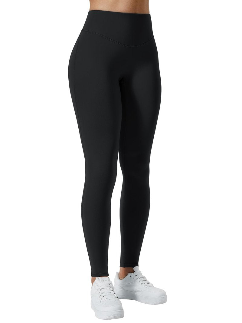 AVGO Women's Fleece Lined Leggings Hidden Scrunch Butt Yoga Pants Winter Thermal Warm Workout Hiking Tights with Tummy Control(Black Fleece, S)