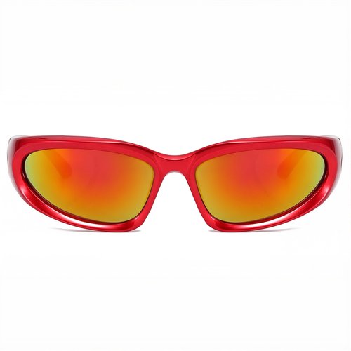 LASPOR Wrap Around Sport Sunglasses for Women Men Sport Shades Glasses Y2K Sunglasses (Red Frame/Red Lens)