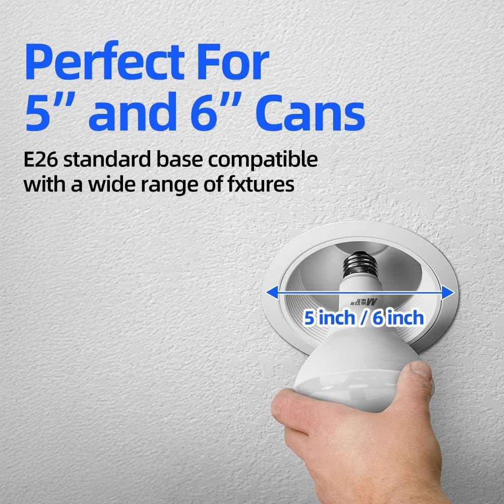 BR30 LED Bulbs 36-Pack - 65W Equivalent, 5000K Daylight, Dimmable, Flicker-Free, Energy Efficient E26 Base