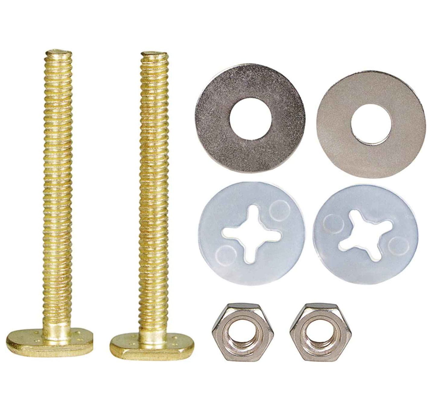 Raven KCDC-36436-200 Brass Plated Closet Bolts with Nuts and Washers For Toilets, 1/4-inch x 2-1/4 inch, Pack of 200