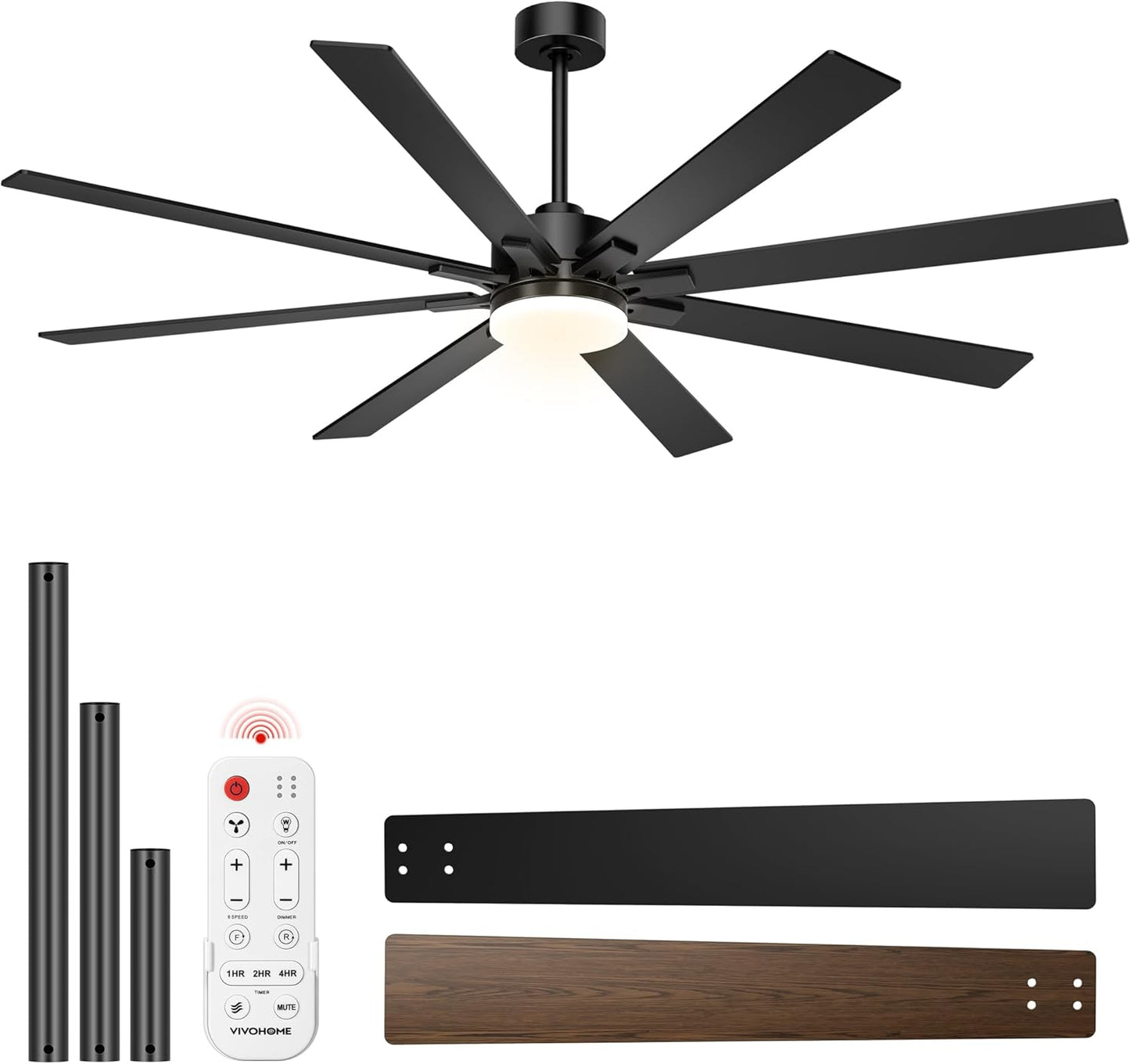 42-Inch VIVOHOME Low Profile Ceiling Fan with Lights & Remote - Dimmable, Quiet, Reversible for Bedroom & Living Room