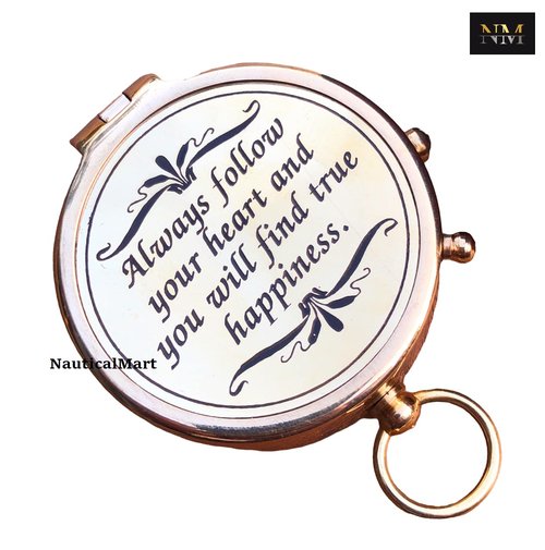 Brass Compass Always Follow Your Heart/Personalize Gift/Directional Magnetic Compass/Pocket Compass for Camping, Best Easter, to My Man, Husband, Boyfriend, Fiance