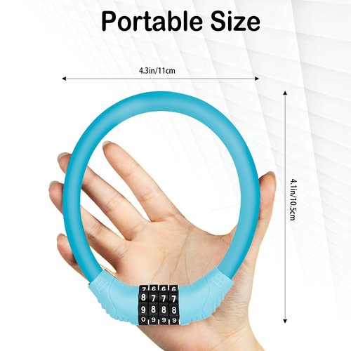 Bike Lock 4-Digit Resettable Combination Cable Lock Anti-Theft, Cut-Resistant, Durable, Suitable for City Bikes and Outdoor Cycling (Blue)