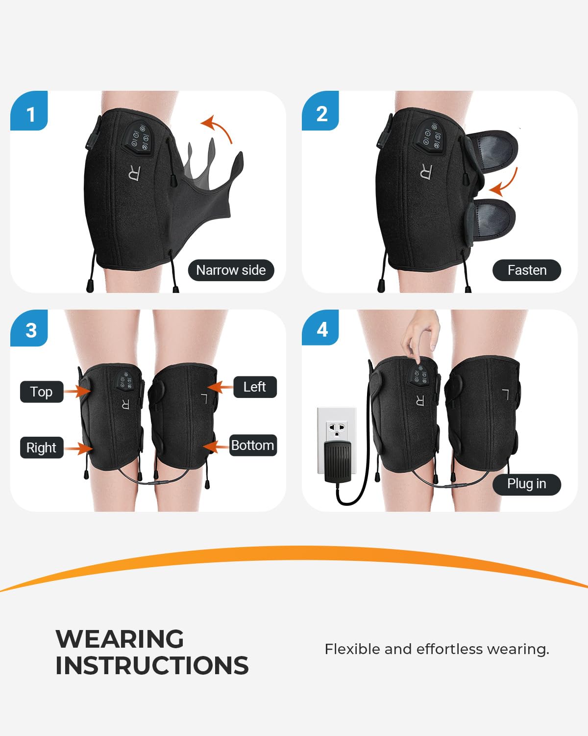 CooCoCo FSA Eligible Knee Massager with Adjustable Vibration Motor, Knee Heating Pad for Pain Relief, Knee Massager with Heat, Heating Pad for Knee