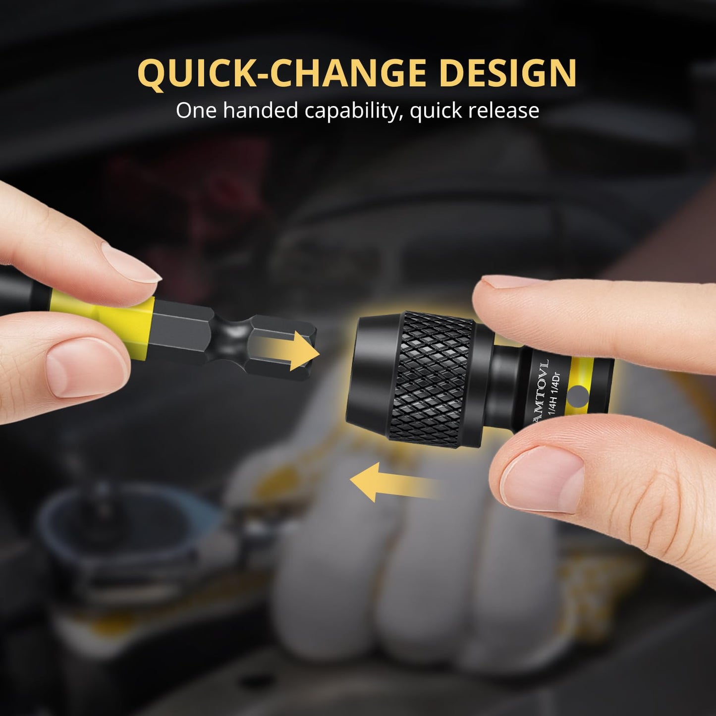 AMTOVL Impact to 1/4 Hex Converter - 1/2 INCH Drive Female to 1/4-Inch Allen Adapter, Universal Joint Quick-Change Chuck, 1/4“, 3/8” Drive to 1/4-inch (1/4-inch Drive to 1/4-inch Hex)