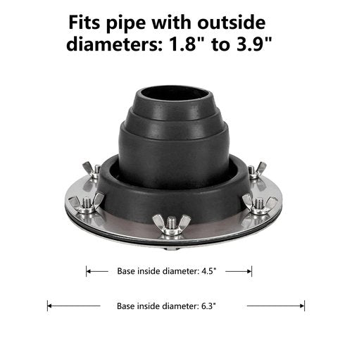 Tent Stove Jack Kit: Flexible Silicone Pipe Boot, High Temp Flue Flashing for Bell Tent, Yurt, & Wood Burners (Triple Wall Pipe Compatible, Stove Pipe OD 1 3/4"-3 1/4") (Blcak)