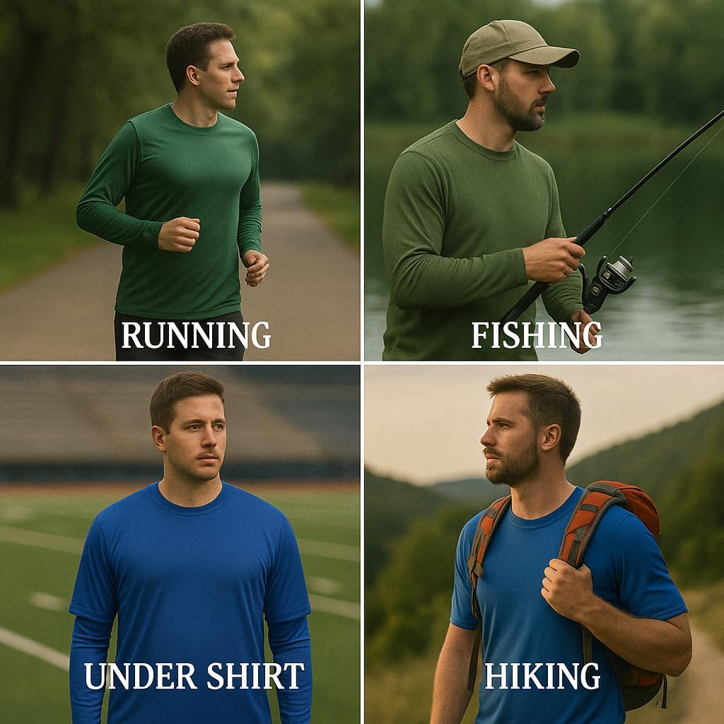 Skiennix Men's Long Sleeve Athletic Shirt - Moisture Wicking UV Protection for Workout & Hiking