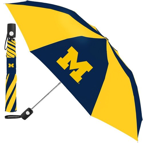NCAA Michigan University of Auto Folding Umbrella, Black, 42