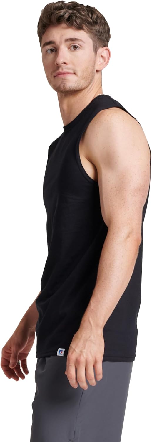 Russell Athletic Men's Sleeveless Muscle Shirts - Moisture-Wicking, Odor Protection, UPF 30+, Sizes S-4X
