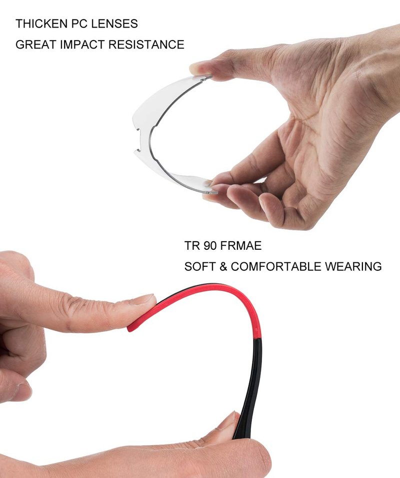 RockBros Cycling Sunglasses Photochromic Bike Glasses for Men Women Sports Goggles UV Protection, Black Red, regular