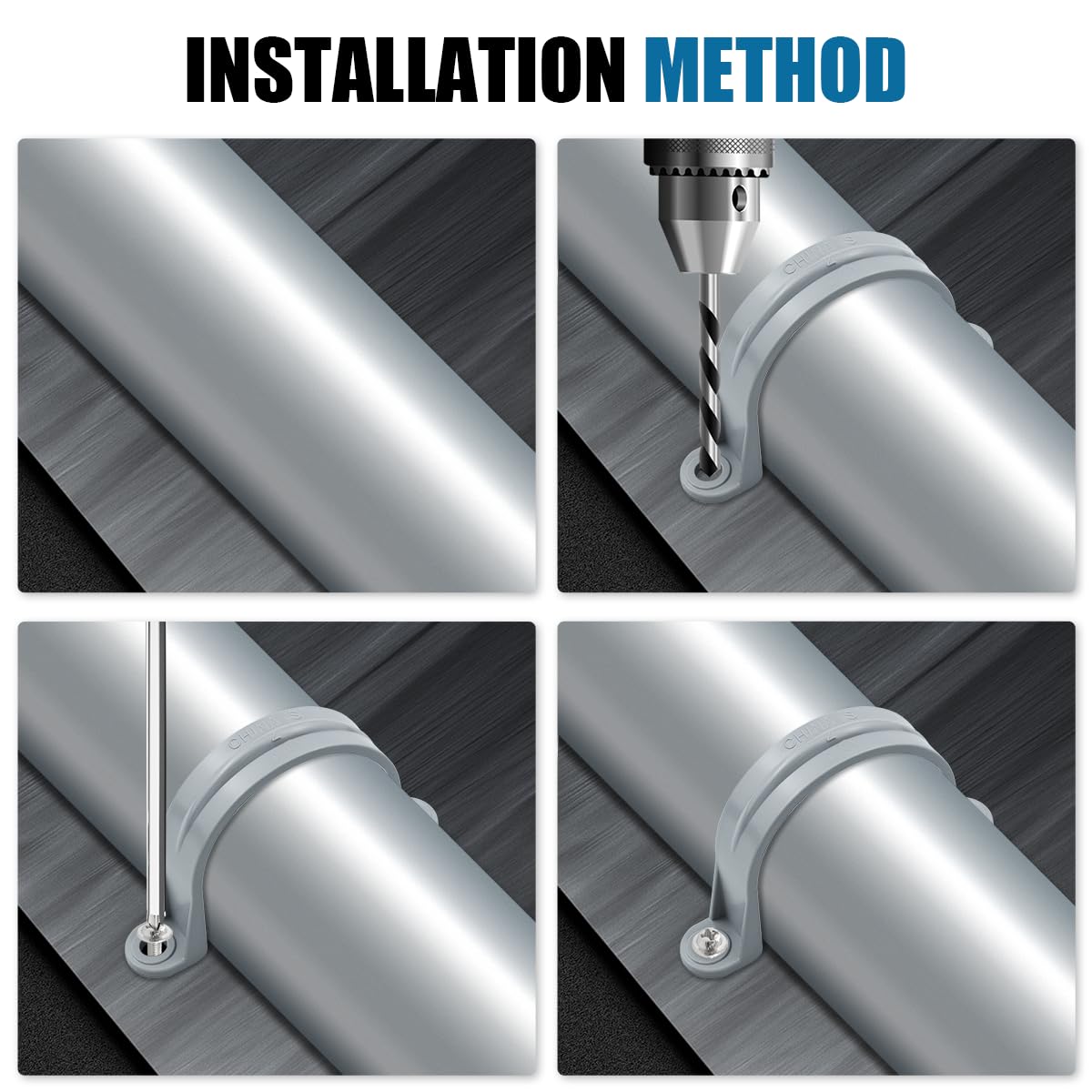 LOUZAGO 12 Pcs 2 Inch PVC Pipe Straps, 2 Holes Conduit Pipe Clamps Pipe Supports, Plastic Conduit Strap for PVC Pipes, Conduit, Cables