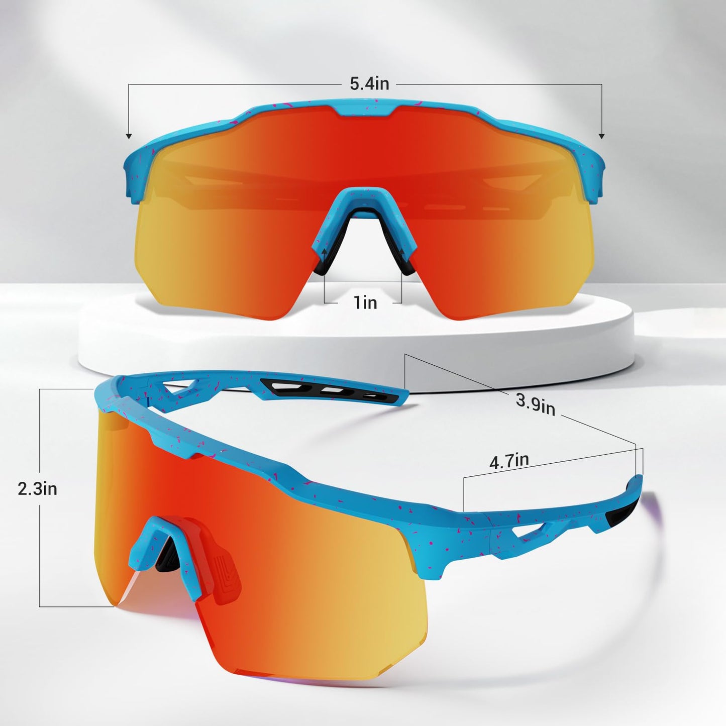 HAAYOT Polarized Sports Sunglasses for Men Women UV Protection Baseball Cycling Running Driving Fishing Glasses Blue Red
