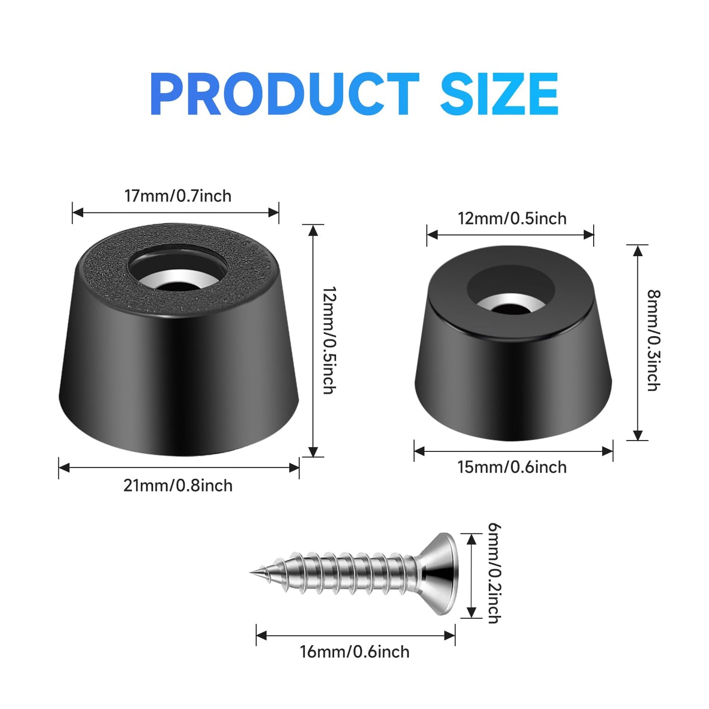 Tmyjfjingxi 128PCS Cutting Board Rubber Feet Non Slip with 304 Stainless Screws Small and Large Size Rubber Bumpers for Cutting Board, Furniture, Electronics