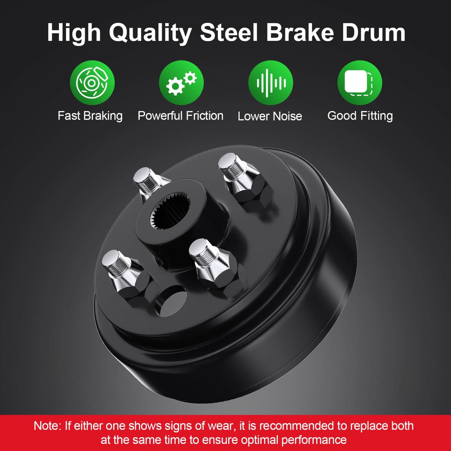 21807G1 Golf Cart Brake Drum for EZGO TXT 30 Tooth Spline Brake Drum, 1 Inch Large Hole Brake Hub with Nuts For 4 Cycle Gas 1996-Up EZGO TXT/RXV/Medalist/Marathon/Columbia, OEM# 21807-G1/G2, 41843-94