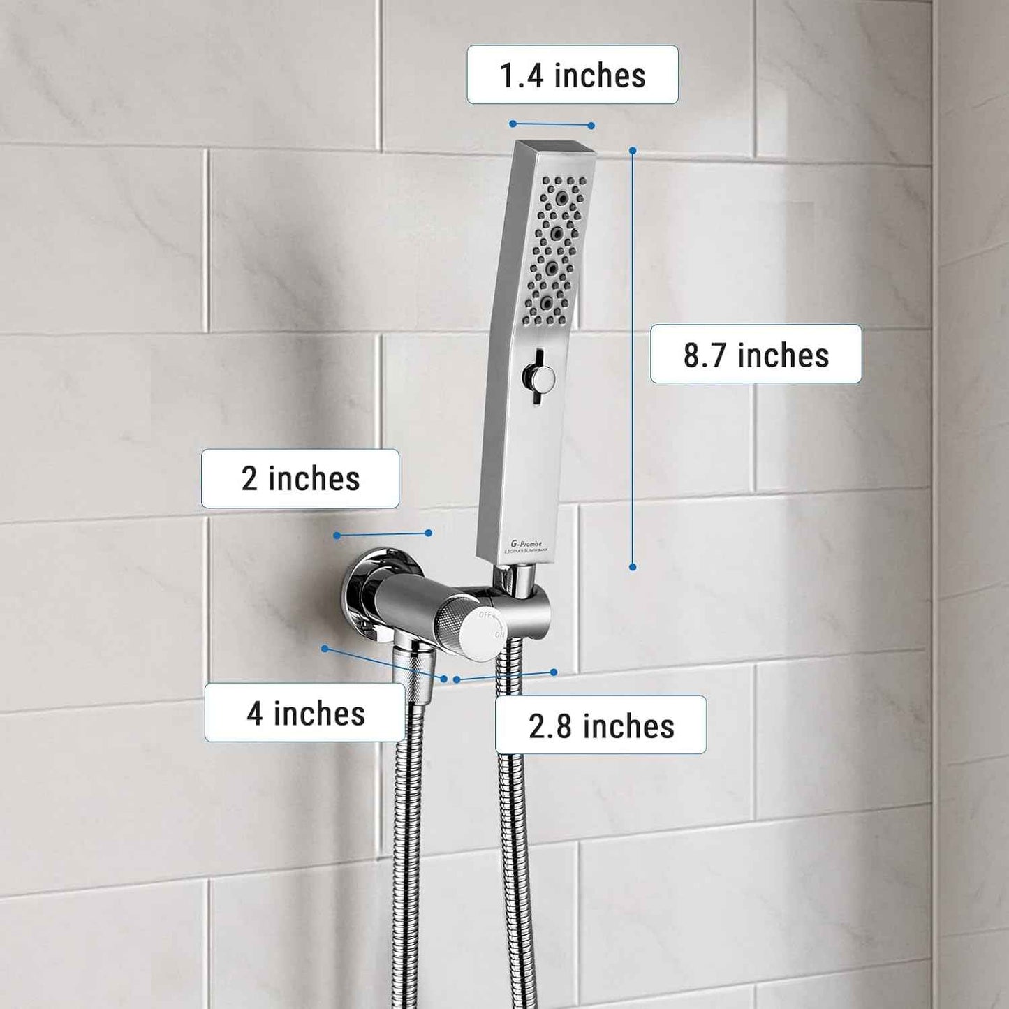 All Metal Handheld Shower Set with 3-Function Wand & 70-Inch Stainless Steel Hose