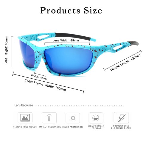 Long Keeper Polarized Sport Sunglasses - Women Men Running Driving Fishing Sunglasses Wrap Around Hiking Sun Glasses (Blue Blue)