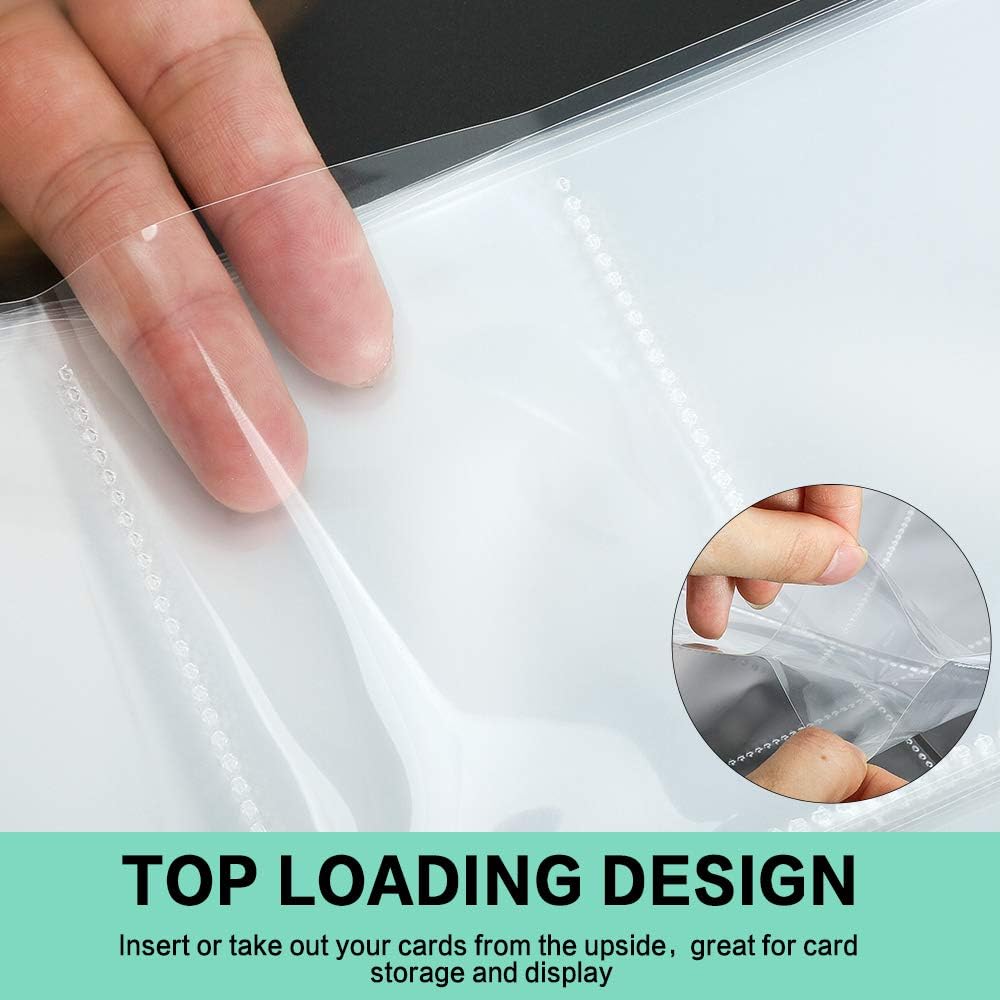 PANDRI 100 Pack Trading Card Sleeve Pages - 9 Pocket Storage Album for 3 Ring Binders