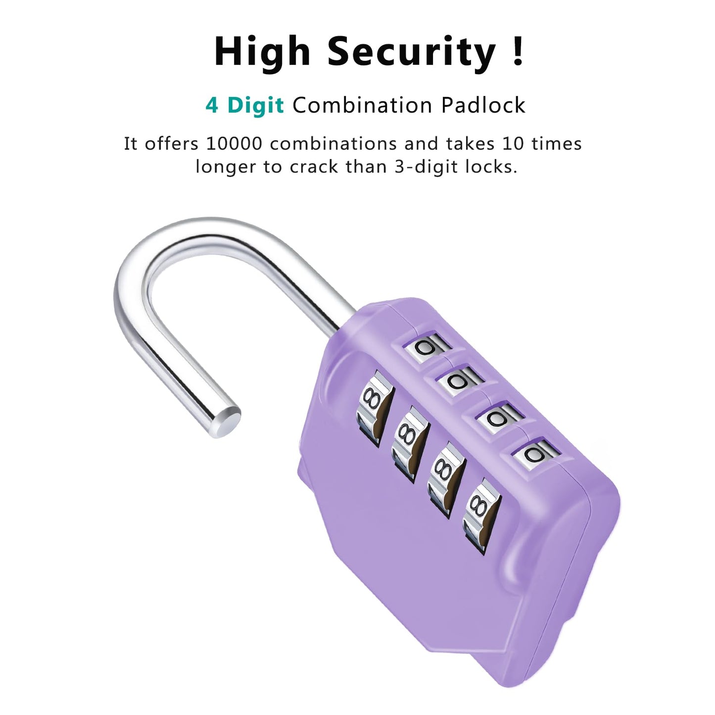 ZHEGE Combination Lock Outdoor 2 Pack, 4 Digit Resettable Weatherproof Combination Padlock for Gym, School, Gates, Doors, Hasps Storage (Purple, 2 Pack)