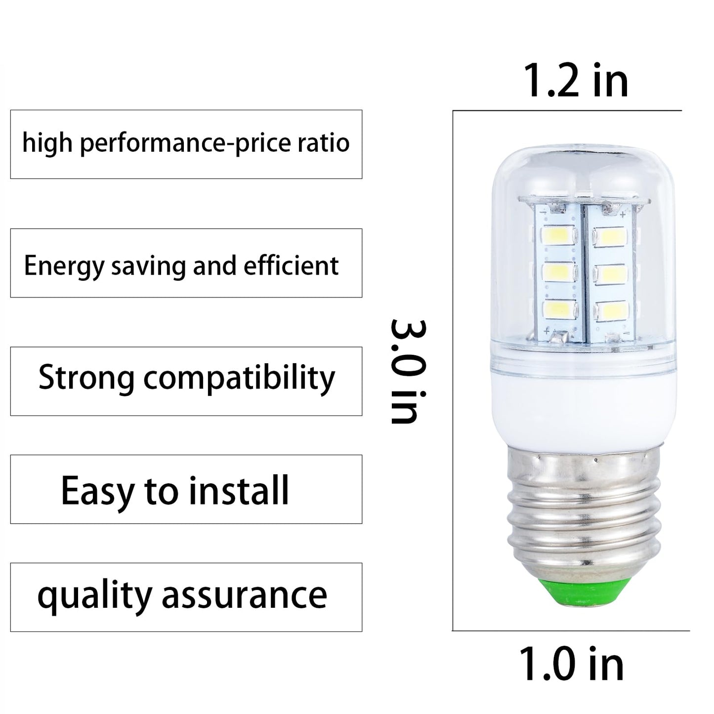 Light Bulb for Frigidaire Refrigerator FFSS2615TS5,LFSS2612TF0,LFSS2612TF4,FFSS2615TS0/o,FFSS2615TS2,LFSS2312TF4,LFSS2612TF3,FFSS2615TP0,FFSS2615TS3 kei D34I LED Bulb Replacement (White Light*2 Pcs)