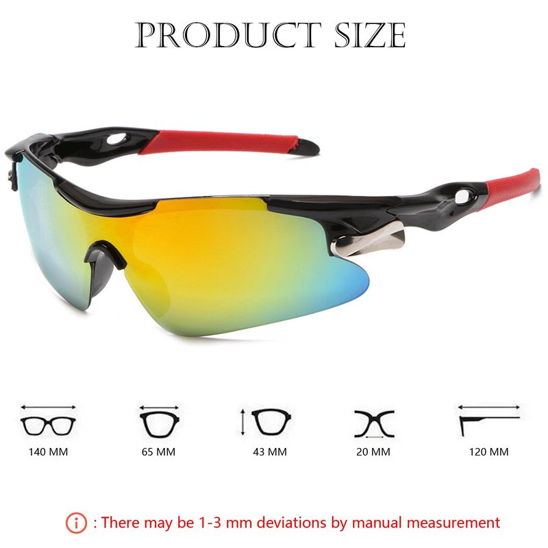Bsreyeop Cycling Glasses for Men Women Mountain Bike Windproof Dust-proof Sunglasses Clear MTB Bicycle Riding (Black Frame/Red Lens D6)