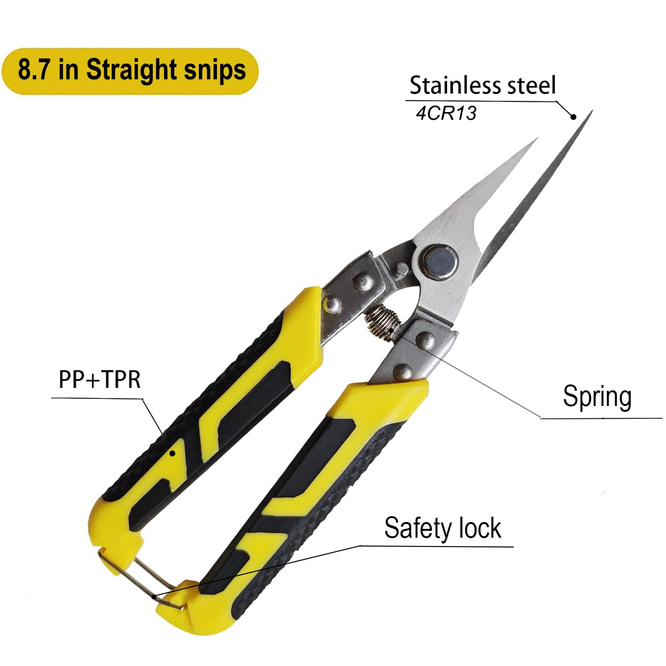 TOOLMAK Heavy Duty Industry Scissors 8.7 Inch Aviation Tin Snips Straight Metal Cutter with Comfort Grip and Stainless Steel Blades Multifunction Cutting