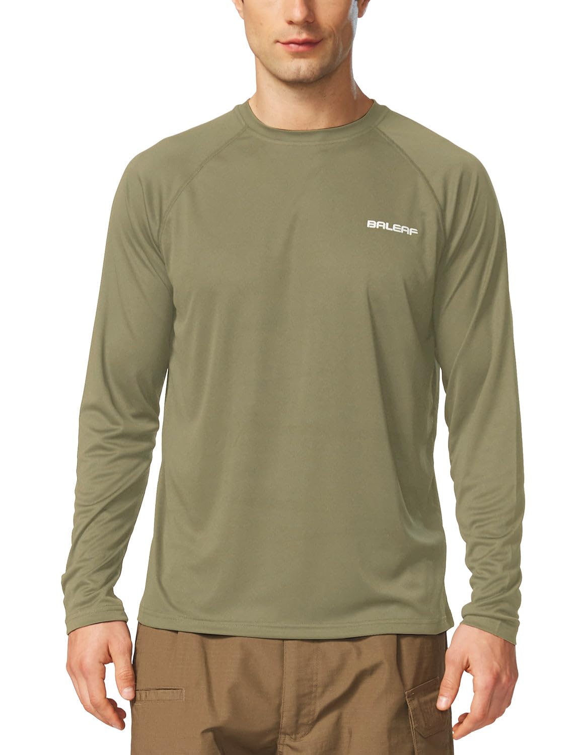 baleaf Mens UPF 50+ Sun Protection Shirts Long Sleeve Rash Guard, Quick Dry 4-Way Stretch for Fishing Swimming Surfing 01-Slate Green 3XL