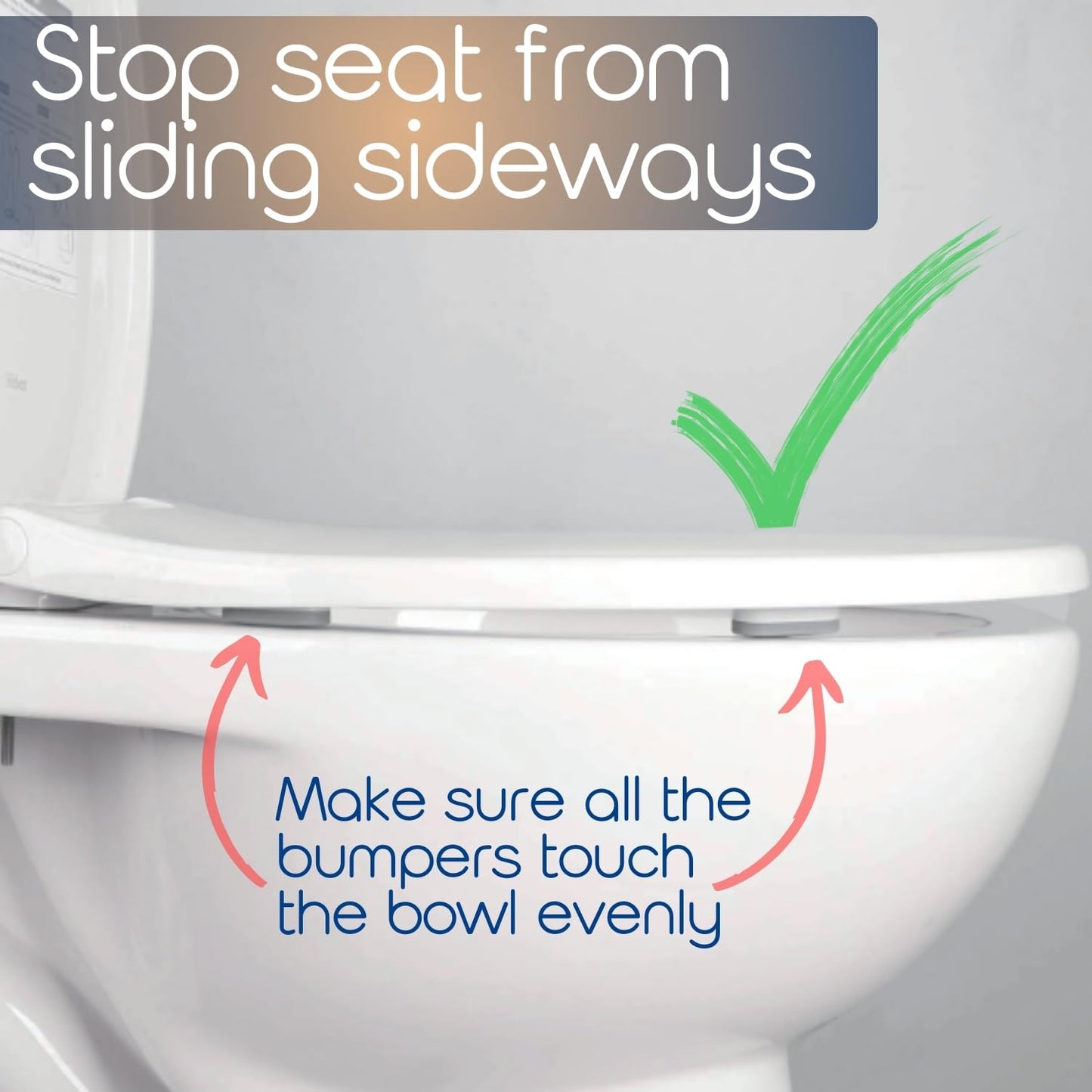 Toilet Seat Bumpers for Use with Bidet - Stops Sliding & Wobbling - Distributes Weight Evenly to Prevent Damage to Seat or Bowl - Premium Adhesive Pads - 5pk