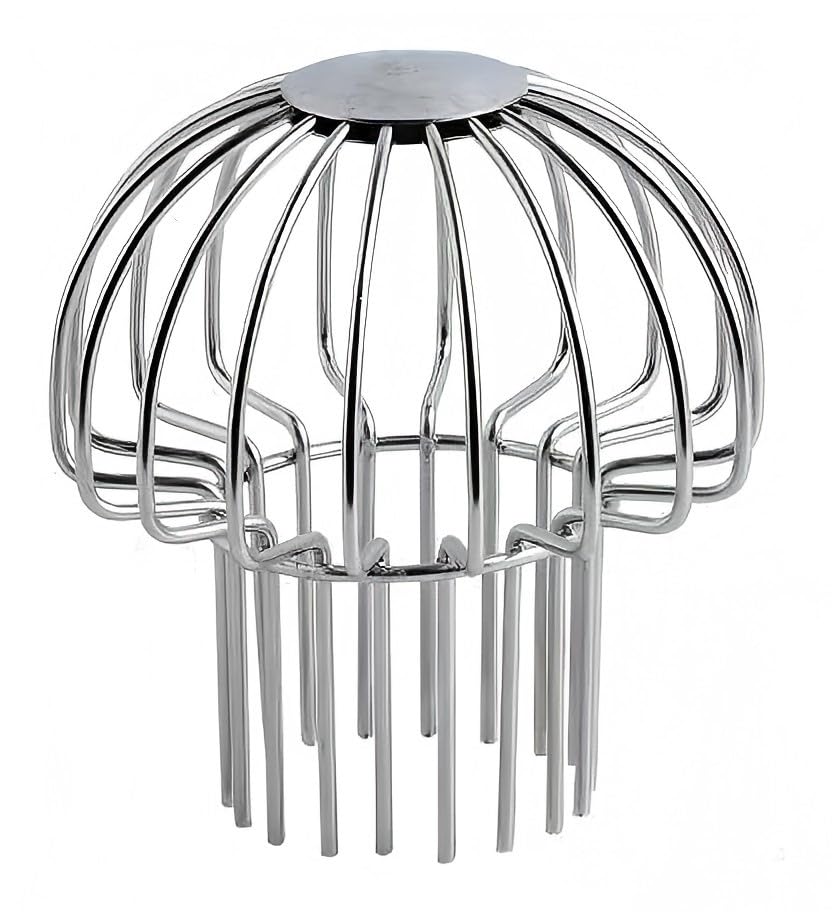 304 Stainless Steel Gutter Guard, Filter Strainer Fits for Round Downspout, Anti-Blocking Line Cap Drain Cover, Fits 3 Inch Tube