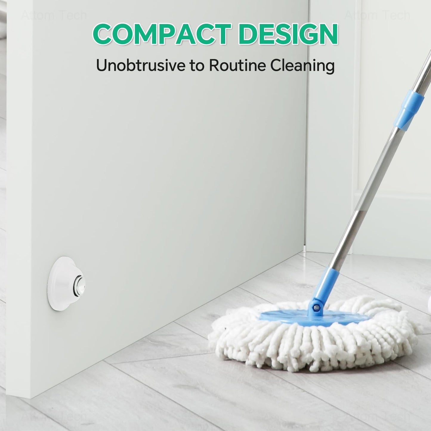 NiHome RV White Magnetic Door Stop for Door Holding & Stopping, Easy Install Non-Obtrusive Design, Flexible Mounting Options for RV, Older Homes & Uneven Doors, Protects Walls(2PCS)