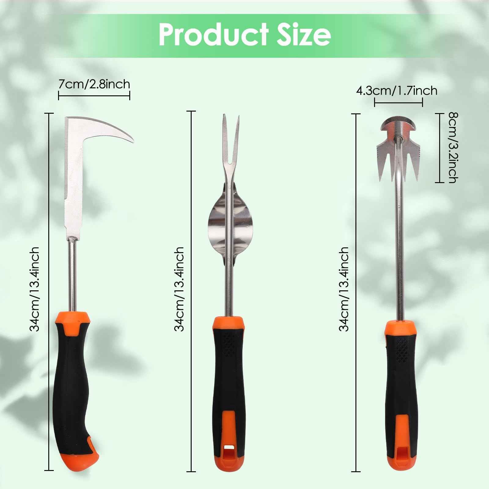 Foyucool Weed Puller Tool, Set of 3, Rubber Handle Weed Remover Tool, Manual Weeder,L-Shaped Weeding Tool, Thickened Stainless Steel Crack Weeder,Planting and Weeding for Garden, Patio, Backyard Farm