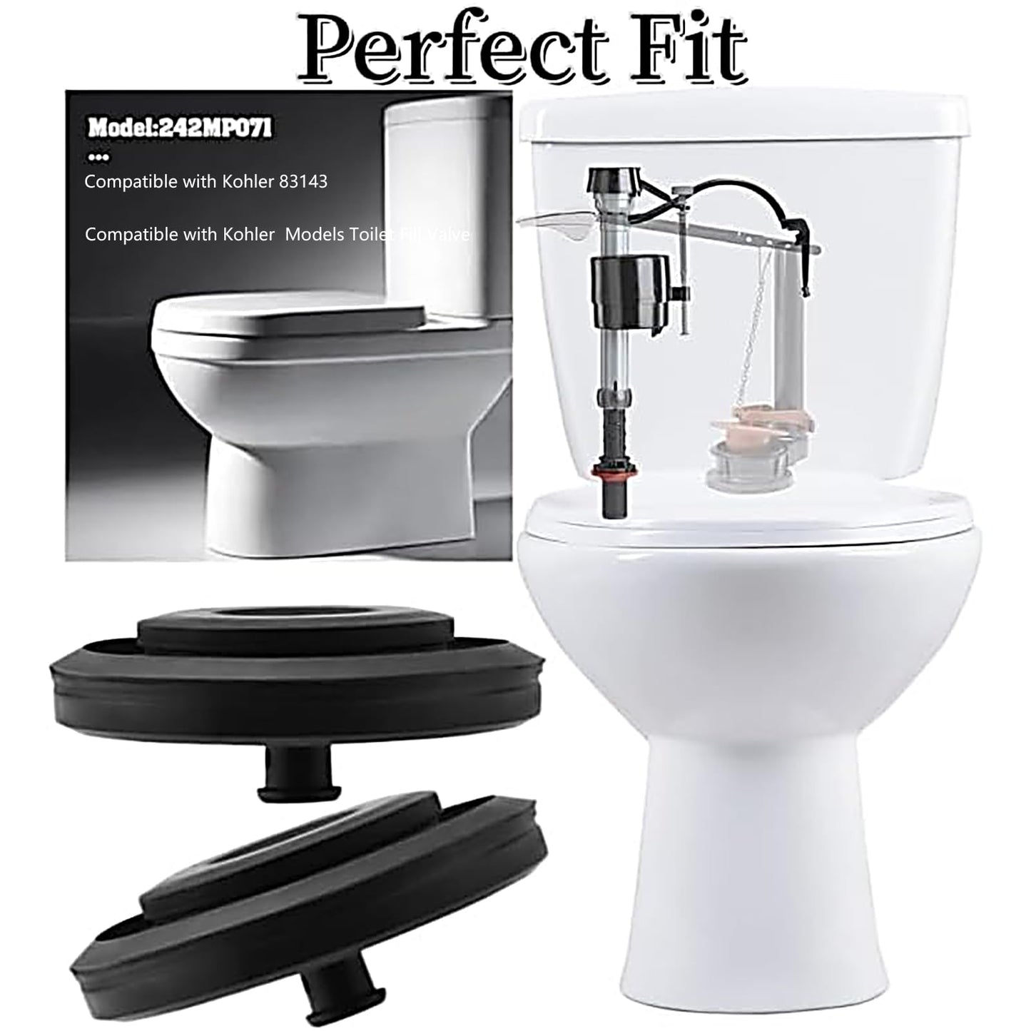 6 Pcs 83143 Toilet Fill Valve Seal Replacement Part Compatible with Kohler Models, Washer Cistern Float Valve for Diaphragms 242MP071, 400A Fill Valve