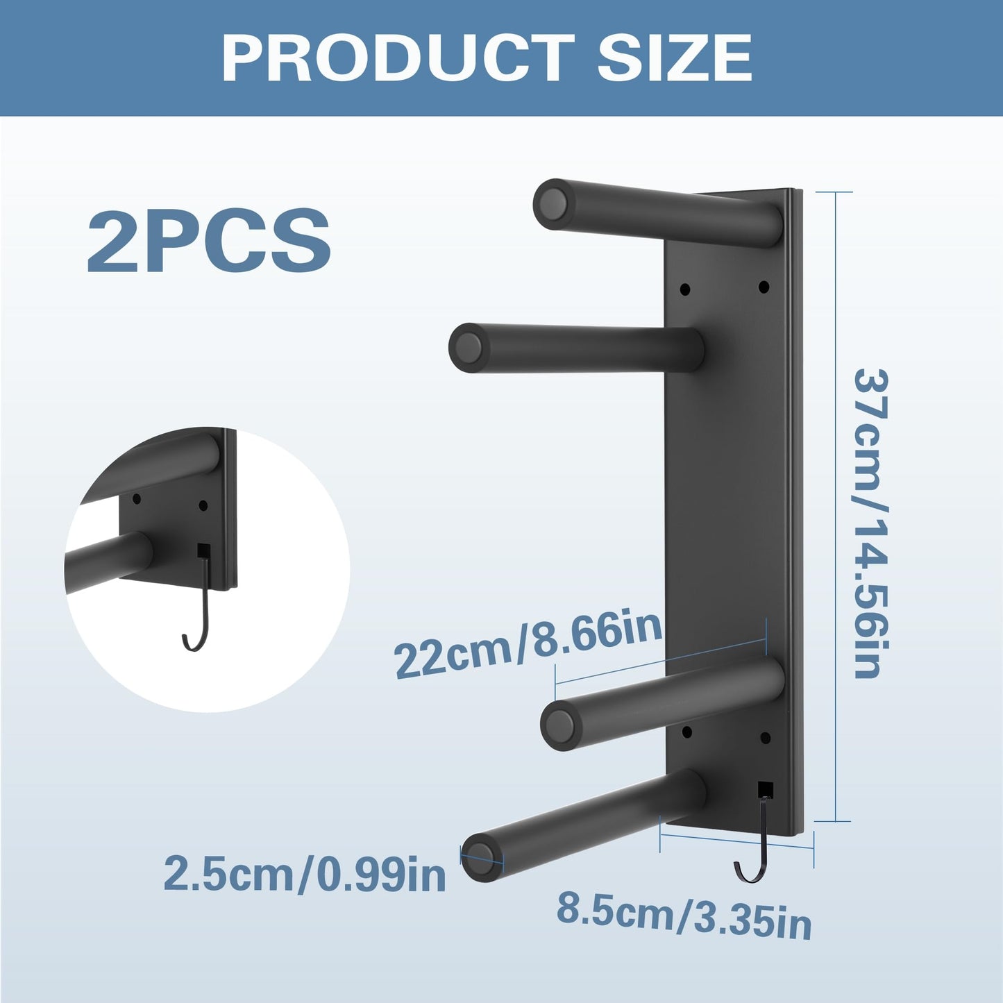 HAVXJAN Scooter Wall Mount, Metal Organizer Black Holder for Scooter Vertical Space Saver Scooter Rack, Scooter Stand for Garage, Living Room, Sports Shop (2 Tiers-2 Packs)