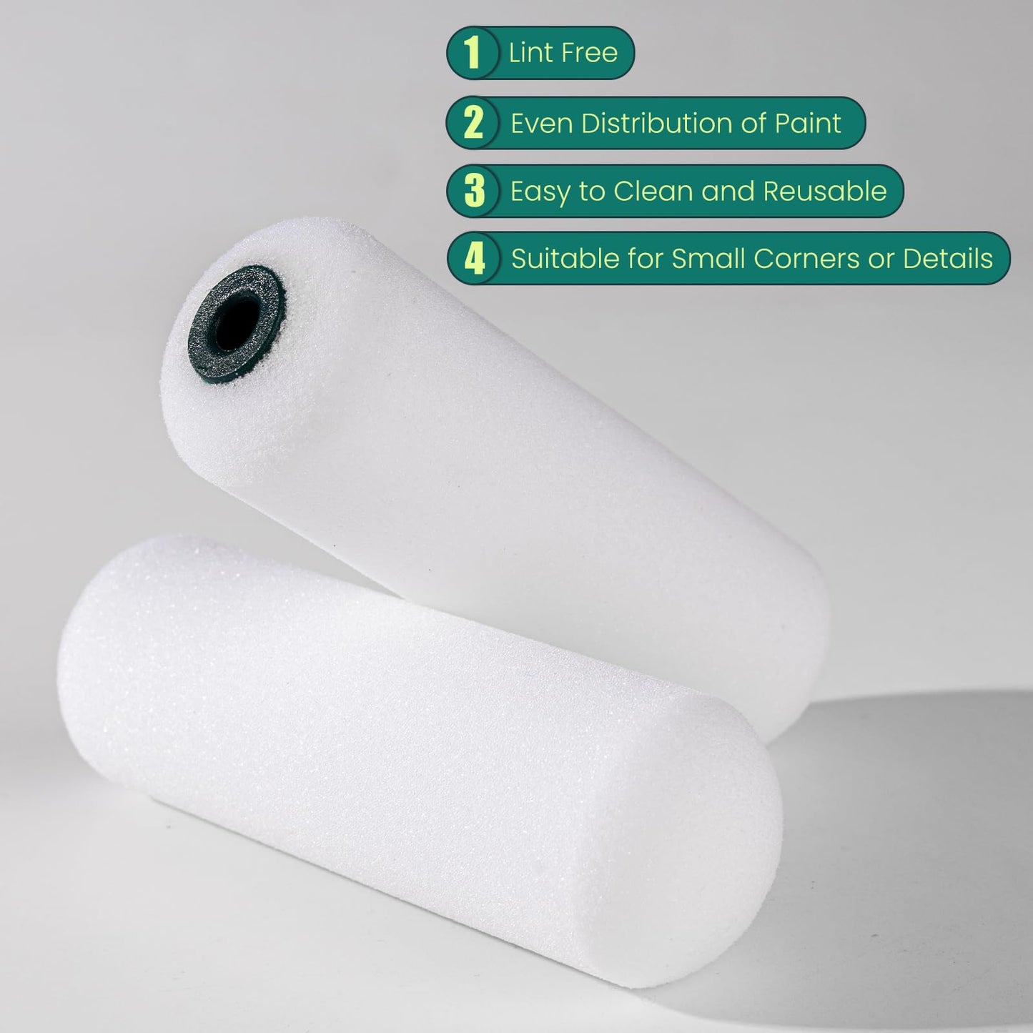 YiBaiBrush Foam Paint Roller Covers, Paint Roller 4 Inch, 20 Pack, Small Paint Roller, Mini Rollers for Painting, Paint Roller Sleeves for Smooth Finishes on Walls, Cabinets, Doors