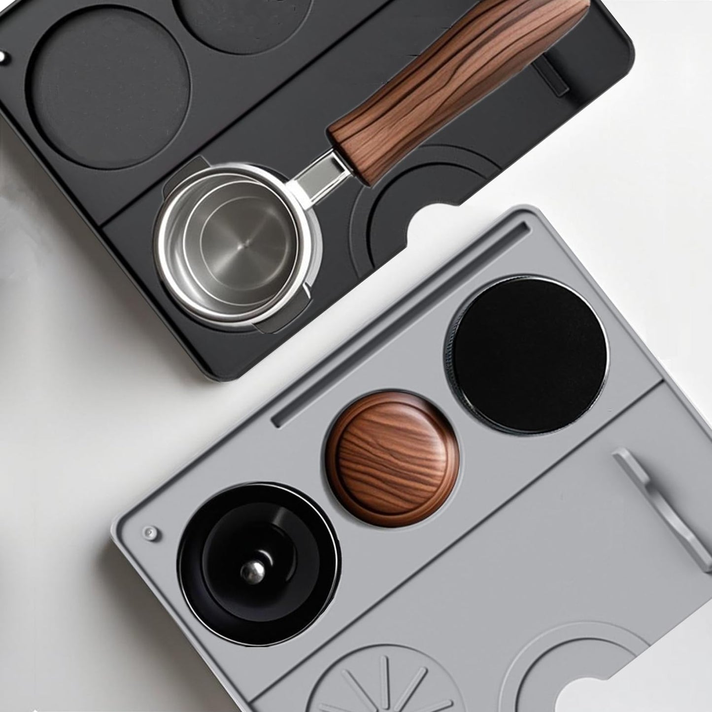 Espresso Tamping Mat, Coffee Tamper Mat, Espresso Mat for Counter, Silicone Tamper Mat, Food-grade, Non-Slip, Waterproof, Heat Resistant (Black, 25x20cm)