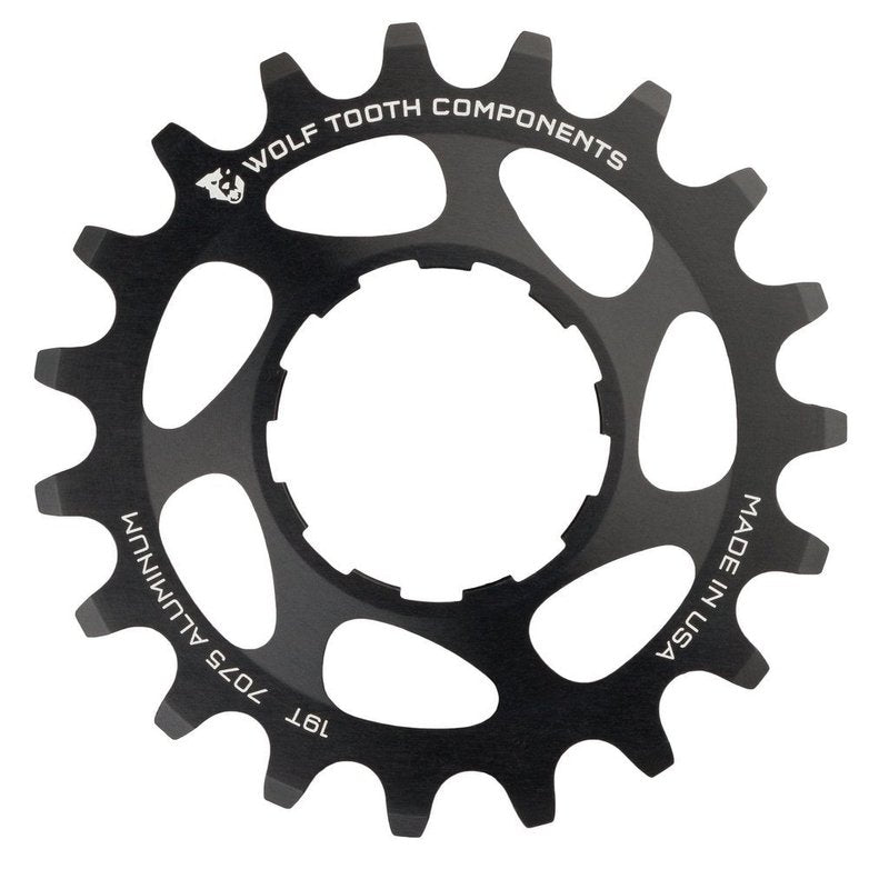Wolf Tooth CNC Machined Aluminum Singlespeed Cogs in Colors (Black, 19t)