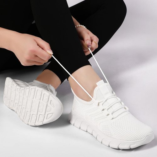 CMNZHK Women Running Shoes Tennis Walking Gym Sneakers Workout Fashion Atheltic Slip On Breathable Light Hikking Comfortable Jogging Shoe White Size 7.5