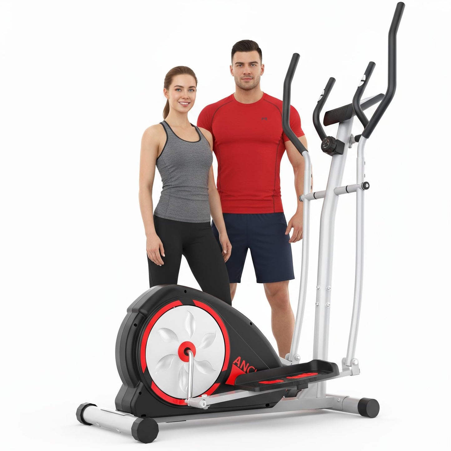 ANCHEER Elliptical Exercise Machine, Elliptical Trainer for Home Gym, Exercise Equipment 500Lbs Max Weight, Ultra-Silent Elliptical Machine, with Pulse Rate Grips, LCD & Smooth Resistance Levels