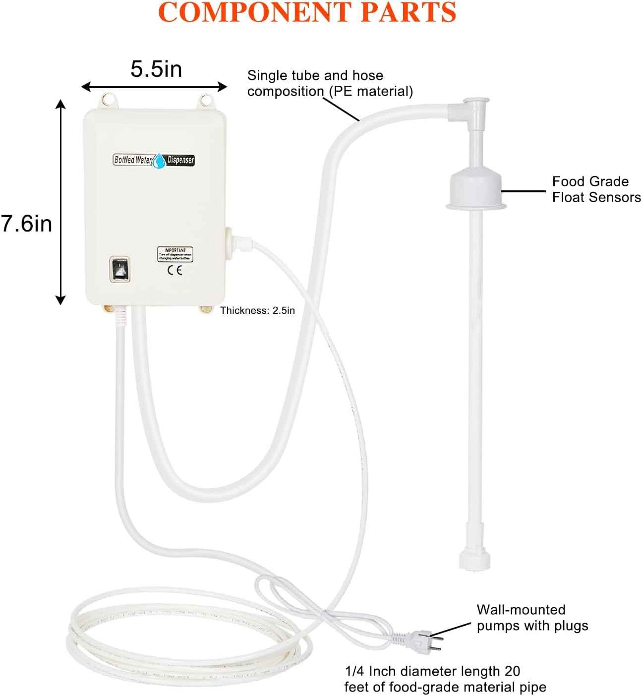 Electric Water Dispenser Pump for 5 Gallon Bottles - Quiet 110V Water Pump for Kitchen & Refrigerator