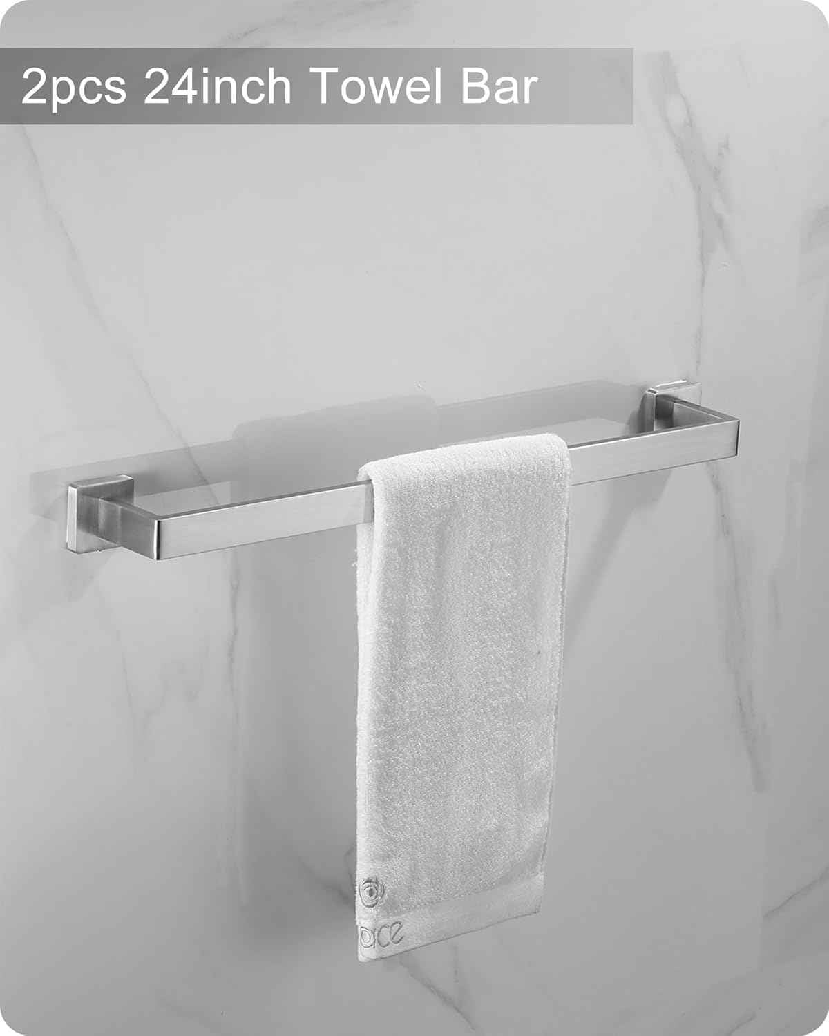 Brushed Nickel Bathroom Hardware Set - 10-Piece Towel Bar, Ring, Hook & Holder Kit