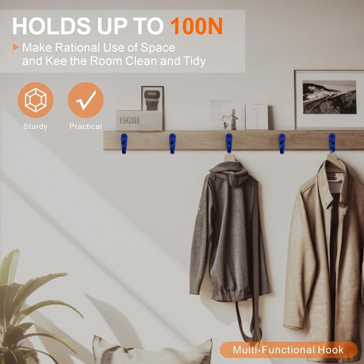 20PCS Wall Hooks for hanging, Metal Wall Hooks for Coats, Coat hooks for Wall, Heavy Duty Single Prong Wall Hooks With 40 Pieces Screws for Hanging Coats,Towel,Backpack,Hat, Dog Leashes (Blue)